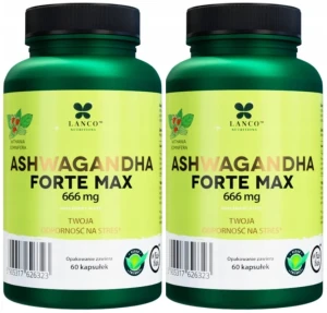 Zestaw 2x - ASHWAGANDHA FORTE MAX 666mg 60 kaps, Lanco Nutritions
