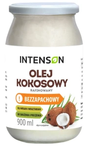 Intenson Olej kokosowy rafinowany 900ml - Gotowanie i Smażenie Źródło Tłuszczów Spożywczych