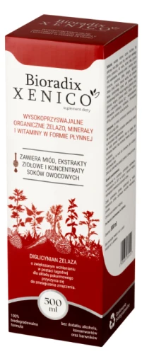 Bioradix Xenico żelazo w płynie z BIO miodem 500 ml, XenicoPharma