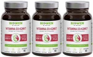 Zestaw 3x - Witaminy D3+K2MK7 90 kapsułek, Biowen