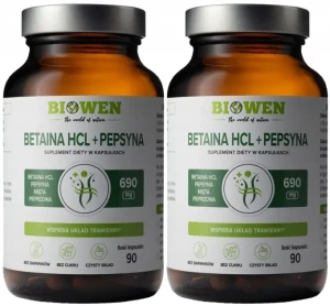 Zestaw 2x - Betaina HCL + Pepsyna + Mięta pieprzowa - 90 kaps., Biowen