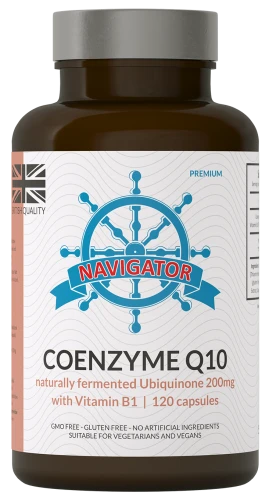 Koenzym Q10 200 mg z Witaminą B1 (Tiaminą), 120 kapsułek, Navigator