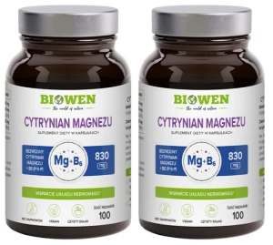 Zestaw 2x - Cytrynian magnezu 825 mg z witaminą B6 (P-5-P) 100 kapsułek, Biowen