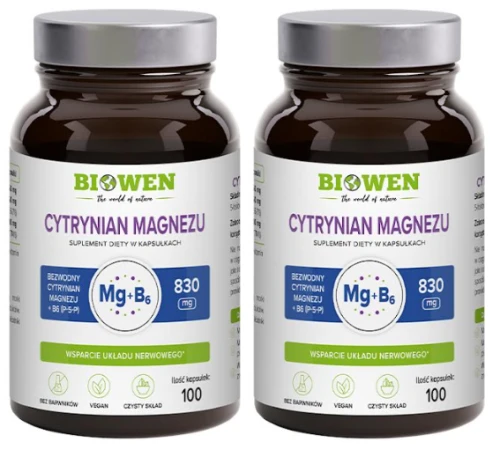 Zestaw 2x - Cytrynian magnezu 825 mg z witaminą B6 (P-5-P) 100 kapsułek