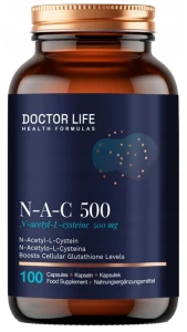 Doctor Life NAC 500 mg (N-Acetyl L-Cysteine) 100 kapsułek – Antyoksydacja Wątroba Detoks