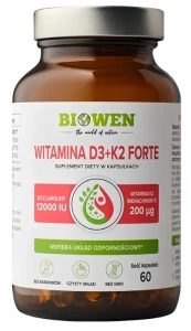 Witamina D3+K2 Forte 12.000 IU- 60 kapsułek, Biowen