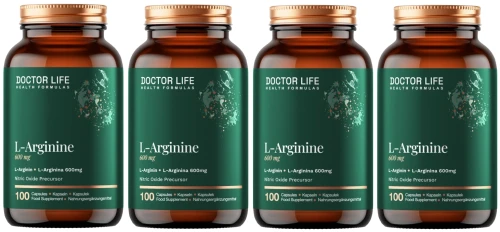 Zestaw 4x - L-Arginine 600mg 100 kaps., Doctor Life
