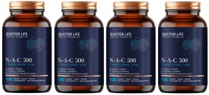 Zestaw 4x - NAC 500 mg – N-Acetyl L-Cysteine 100 kaps., Doctor Life