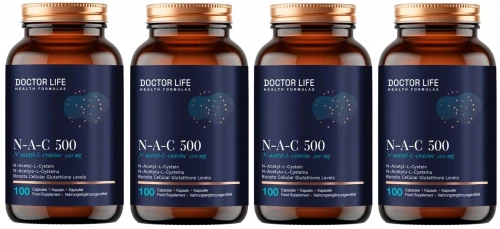 Zestaw 4x - NAC 500 mg – N-Acetyl L-Cysteine 100 kaps., Doctor Life