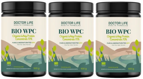 Zestaw 3x - Whey Protein BIO WPC Grass Fed Chocolate 500g., Doctor Life