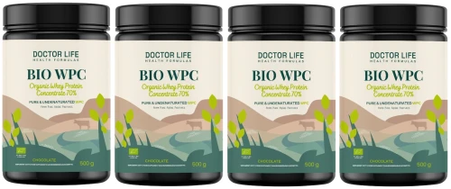 Zestaw 4x - Whey Protein BIO WPC Grass Fed Chocolate 500g., Doctor Life
