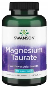 Swanson Magnesium Taurate - Taurynian Magnezu 100mg 120 tabletek - Układ Nerwowy Zmniejszenie Uczucia Zmęczenia