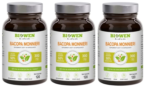 Zestaw 3x - Bacopa Monnieri - 120 kapsułek, Biowen