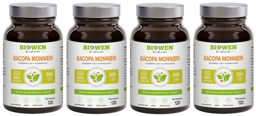 Zestaw 4x - Bacopa Monnieri - 120 kapsułek, Biowen