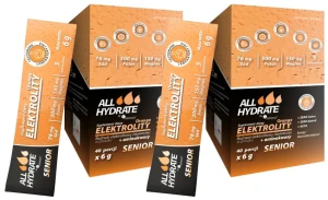 Zestaw 2x - ALLHydrate, Elektrolity STICK Senior Orange 6g, 40 saszetek, Aliness