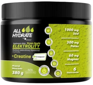 ALLHydrate Elektrolity + Creatine Zielone jabłko 380g 40 porcji, Aliness