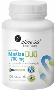 Maślan DUO 700mg (wapnia+sodu) 225mg kwasu masłowego x 100 vege kaps, Aliness