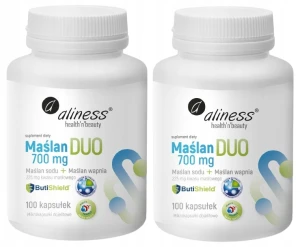 Zestaw 2x - Maślan DUO 700mg (wapnia+sodu) 225mg kwasu masłowego x 100 vege kaps, Aliness