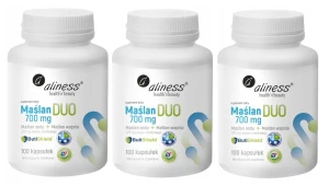 Zestaw 3x - Maślan DUO 700mg (wapnia+sodu) 225mg kwasu masłowego x 100 vege kaps, Aliness