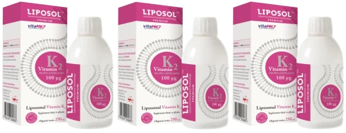 Zestaw 3x - Liposol Witamina K2 250ml, Aliness