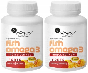 Zestaw 2x - Fish Omega 3 FORTE Trójglicerydy  500/250mg 90 kapsułek, Aliness