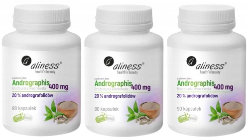 Zestaw 3x - Andrographis 400 mg (20%) x 90 vege caps, Aliness
