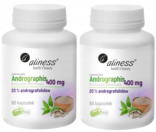 Zestaw 2x - Andrographis 400 mg (20%) x 90 vege caps, Aliness