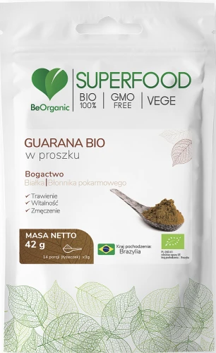 Guarana BIO w proszku 42g, BeOrganic
