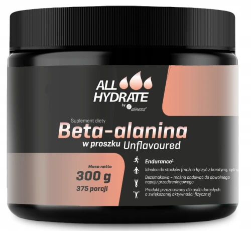 ALLHydrate, Beta-Alanina 300g proszek, 375 porcji, Aliness