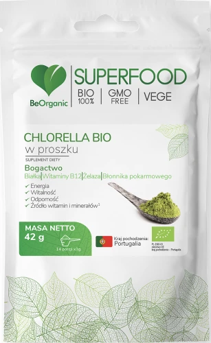 BeOrganic Chlorella BIO w proszku 42g, Medlicaline