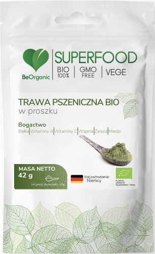 BeOrganic Trawa pszeniczna BIO w proszku 42g, Medicaline