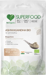 BeOrganic Ashwagandha BIO - Układ Nerwowy i Odporność na Stres - Proszek 42 g