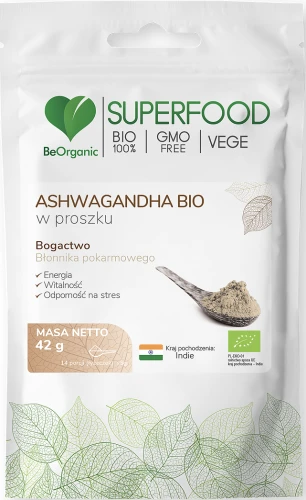 BeOrganic Ashwagandha BIO w proszku 42g, Medicaline