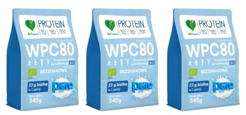 3 x BeOrganic WPC 80 Białko BIO w proszku bezsmakowe, Medicaline (id: 8611)