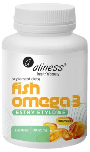 Fish Omega 3 Estry Etylowe 180/120mg 90 KAPSUŁEK, Aliness - NOWA WERSJA (id: 8654)