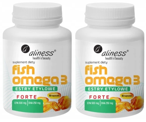 Zestaw 2x - Fish Omega 3 FORTE Estry Etylowe 500/250mg, Aliness - 90 KAPSUŁEK (id: 8773)