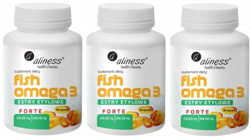 Zestaw 3x - Fish Omega 3 FORTE Estry Etylowe 500/250mg, Aliness - 90 KAPSUŁEK (id: 8774)