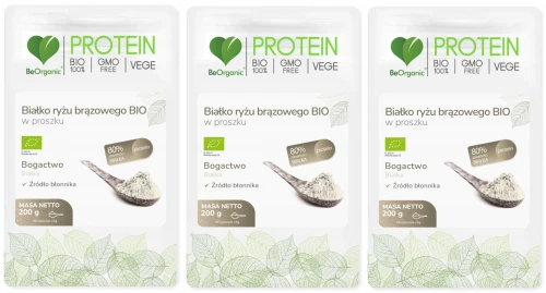 Zestaw 3x - BeOrganic Białko ryżu brązowego 200g, Medicaline