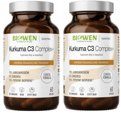 Zestaw 2x  - NOWA WERSJA - Kurkuma C3 Complex+ 60 kapsułek, Biowen