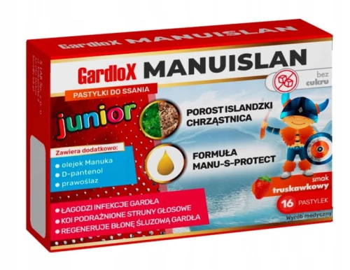 Gardlox Manuislan bez cukru truskawkowa Junior, S-Lab