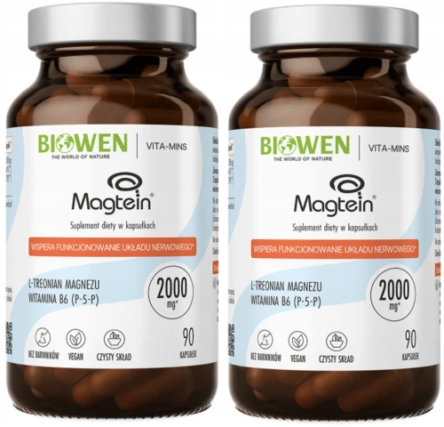 Biowen Treonian Magnezu Magtein 2x90 Kapsułek – Wsparcie Koncentracji i Układu Nerwowego, Zestaw (id: 8864)