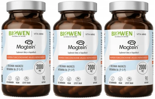 Biowen Treonian Magnezu Magtein 3x90 Kapsułek – Wsparcie Koncentracji i Układu Nerwowego, Zestaw (id: 8865)