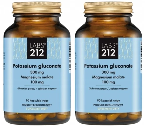 Labs212 Potassium Gluconate 2x90 Kapsułek – Potas na Wsparcie Mięśni i Układu Nerwowego, Zestaw