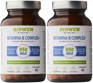 Zestaw 2x - Biowen Witamina B Complex+ 90 kapsułek - Wsparcie Układu Nerwowego, Włosów, Skóry i Paznokci