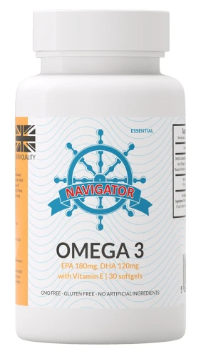 OMEGA 3 1000 mg, EPA 180 mg, DHA 120 mg, 30 kapsułek miękkich (softgels), Navigator (id: 4291)