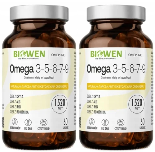 Biowen Omega 3-5-6-7-9 – Kompleks Nienasyconych Kwasów Tłuszczowych na Serce i Skórę, Zestaw (id: 8900)