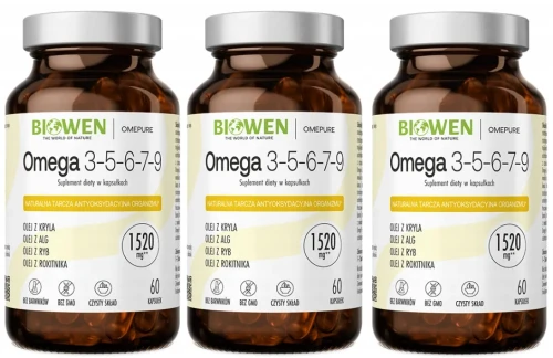 Biowen Omega 3-5-6-7-9 – Kompleks Nienasyconych Kwasów Tłuszczowych na Serce i Skórę, Zestaw (id: 8901)