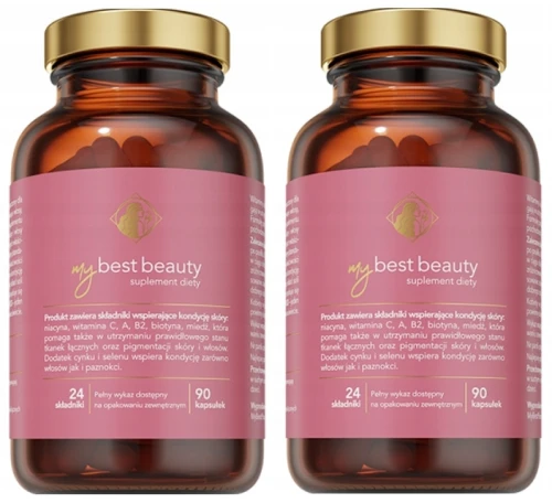 MyBestPharm MyBestBeauty+ 2x 90 Kapsułek – Wsparcie Skóry, Włosów i Paznokci, Zestaw (id: 8916)