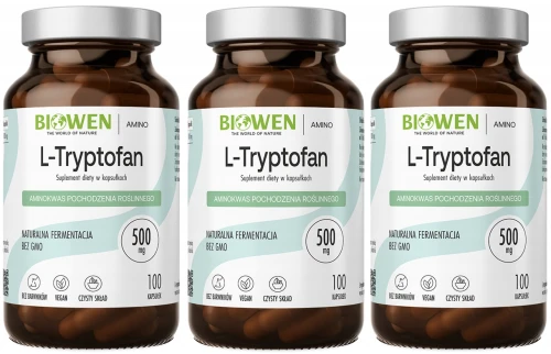 Biowen L-Tryptofan 3x 100 Kapsułek – Wsparcie Snu i Nastroju, Zestaw (id: 8919)