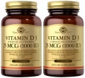 Solgar Witamina D3 1000 IU (25 mcg) - 2 sztuki - łącznie 200 kapsułek - Układ Immunologiczny Mocne Kości i Zęby Zestaw (id: 8976)